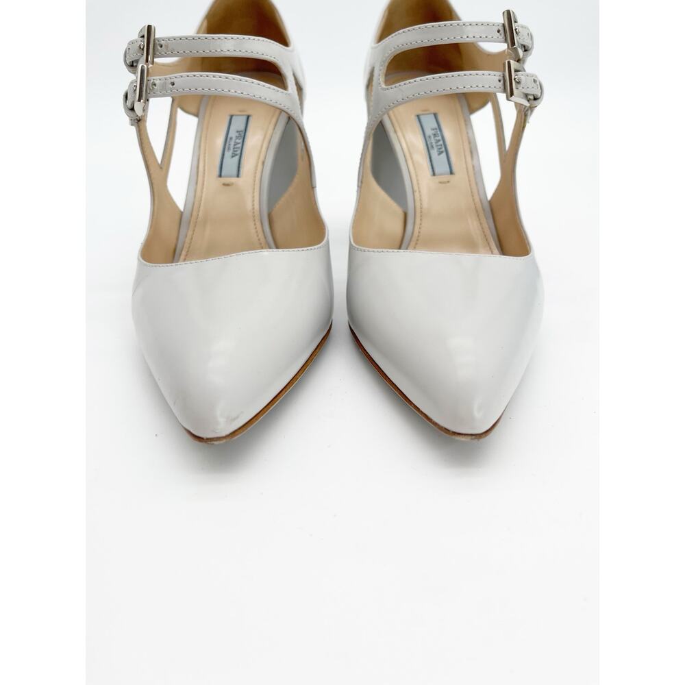 Prada Fall 2015 Runway Gray Brushed Leather Double Strap Mary Jane Heels IT 38.5 - Picture 8 of 13